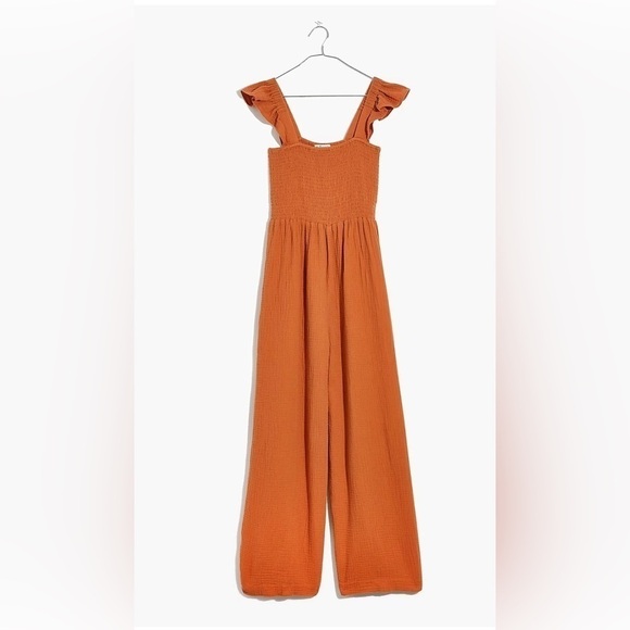 Madewell Lightspun Lucie Flutter Sleeve Jumpsuit ND921 Orange - Picture 2 of 8